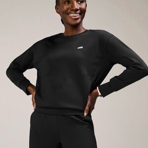 Figs Black Crewneck Scrub Top - Minimal Logo